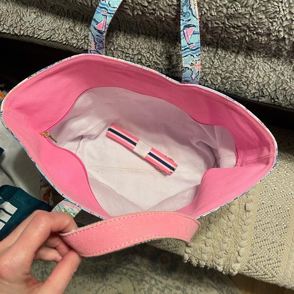 Vibrant Pink and Blue Women's Tote Bag Cape Cod - Picture 5 of 6